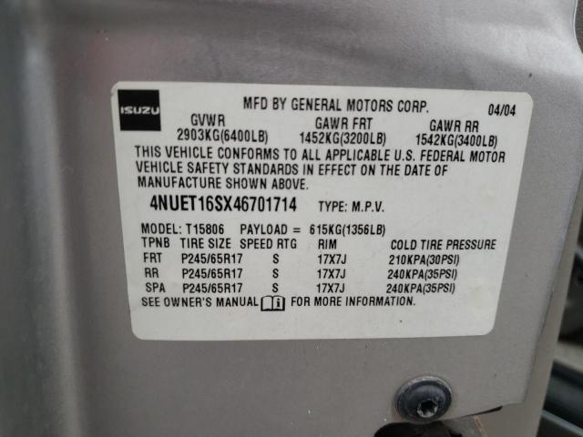 4NUET16SX46701714 - 2004 ISUZU ASCENDER S 银色 照片 13