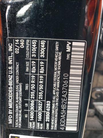 4JGDA5HB2EA370610 - 2014 MERCEDES-BENZ ML 350 4MATIC BLACK photo 12