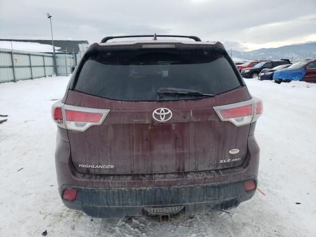 5TDJKRFH7ES058482 - 2014 TOYOTA HIGHLANDER XLE BURGUNDY photo 6