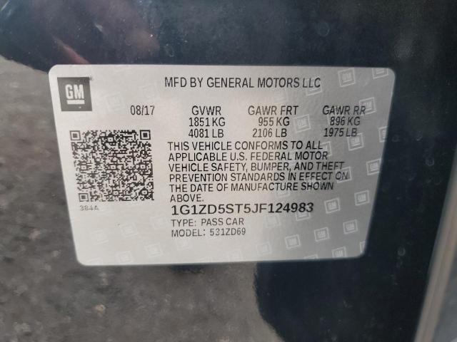 1G1ZD5ST5JF124983 - 2018 CHEVROLET MALIBU LT 黑色 照片 12