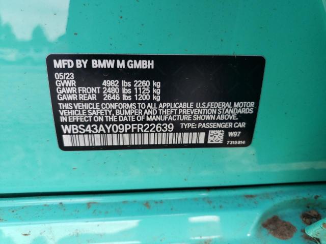 WBS43AY09PFR22639 - 2023 BMW M3 COMPETITION ტურკოუსი ფოტო 12