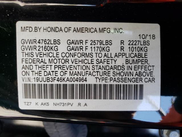 19UUB3F46KA004964 - 2019 ACURA TLX TECHNOLOGY BLACK photo 12