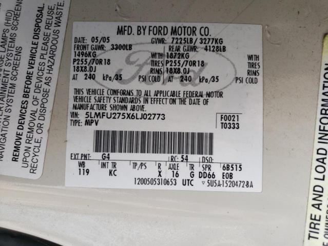 5LMFU275X6LJ02773 - 2006 LINCOLN NAVIGATOR 白色 照片 12