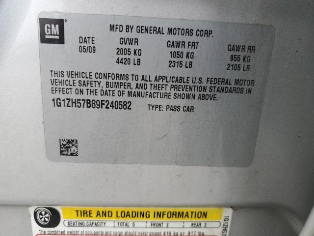 1G1ZH57B89F240582 - 2009 CHEVROLET MALIBU 1LT SILVER photo 12