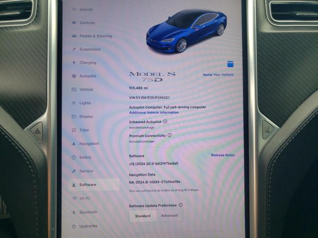 5YJSA1E20JF245227 - 2018 TESLA MODEL S 蓝色 照片 9