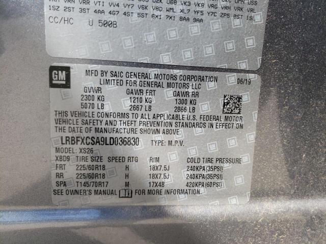 LRBFXCSA9LD036830 - 2020 BUICK ENVISION ESSENCE GRAY photo 13