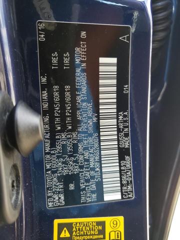 5TDJKRFH6GS280076 - 2016 TOYOTA HIGHLANDER XLE BLUE photo 13