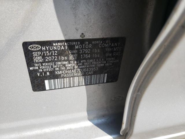 KMHDH4AE7DU643953 - 2013 HYUNDAI ELANTRA GLS SILVER photo 12