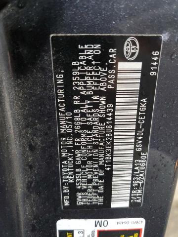 4T1BK3EK2BU614439 - 2011 TOYOTA CAMRY SE გრაფიტი ფოტო 12