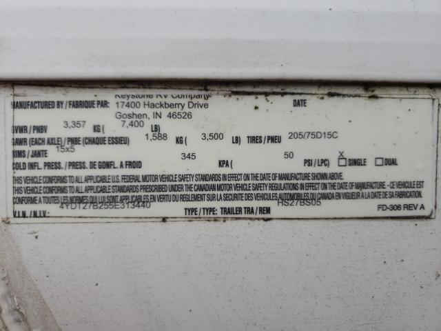 4YDT27B255E313440 - 2005 KEY HORNET WHITE photo 10