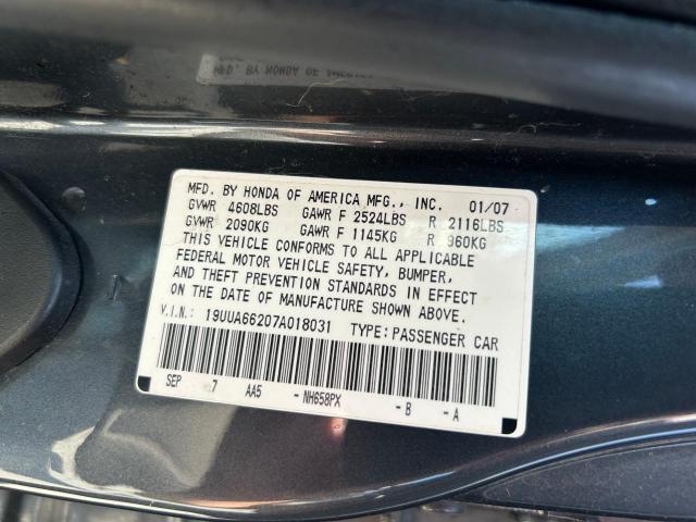 19UUA66207A018031 - 2007 ACURA TL GRAY photo 10