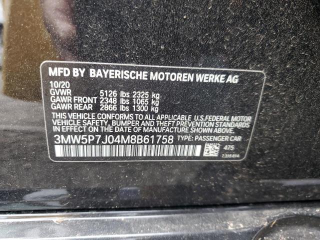 3MW5P7J04M8B61758 - 2021 BMW 330E BLACK photo 12