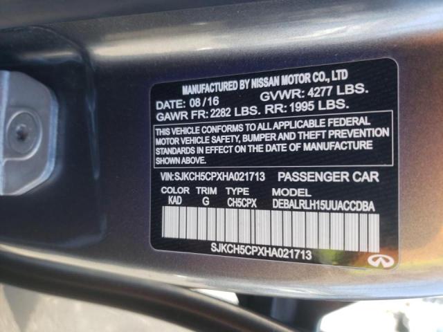 SJKCH5CPXHA021713 - 2017 INFINITI QX30 BASE رمادي صورة 13