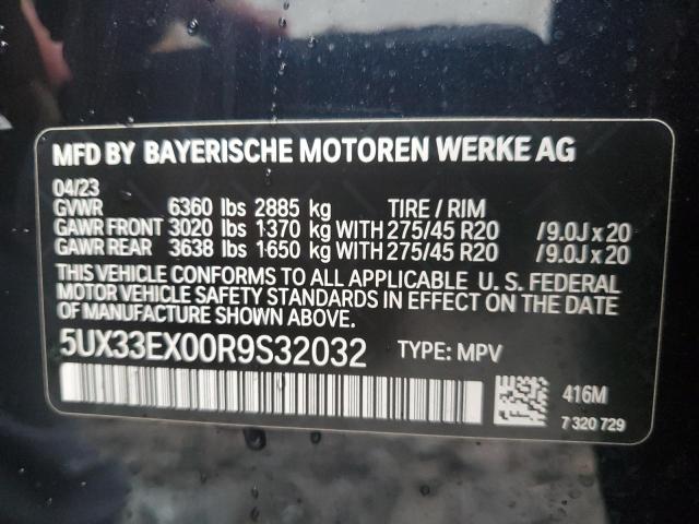 5UX33EX00R9S32032 - 2024 BMW X6 XDRIVE40I BLACK photo 14