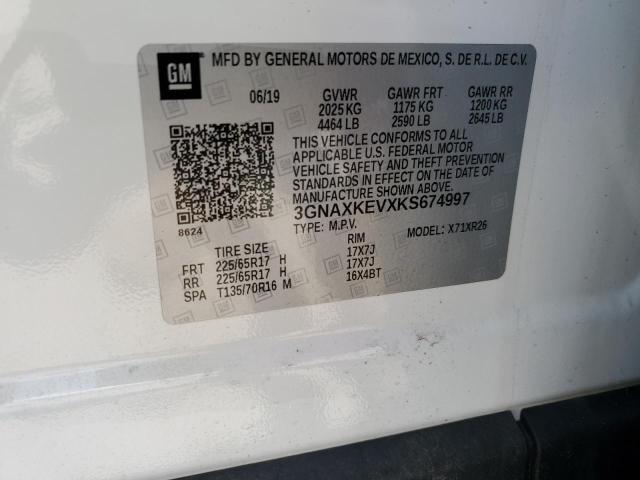 3GNAXKEVXKS674997 - 2019 CHEVROLET EQUINOX LT 白色 照片 13