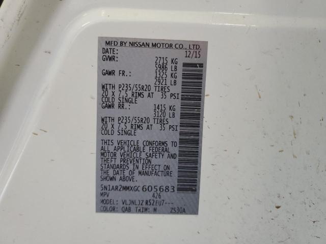 5N1AR2MMXGC605683 - 2016 NISSAN PATHFINDER S WHITE photo 14
