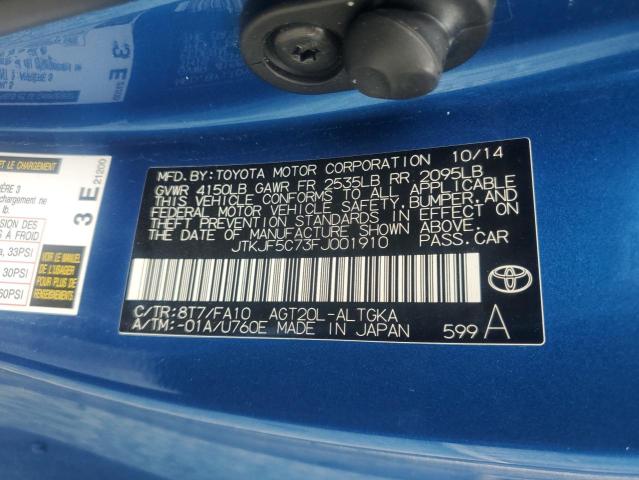 JTKJF5C73FJ001910 - 2015 TOYOTA SCION TC ლურჯი ფოტო 12