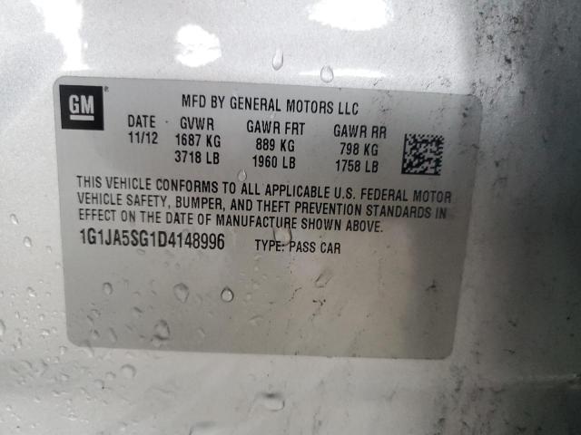 1G1JA5SG1D4148996 - 2013 CHEVROLET SONIC LS SILVER photo 12