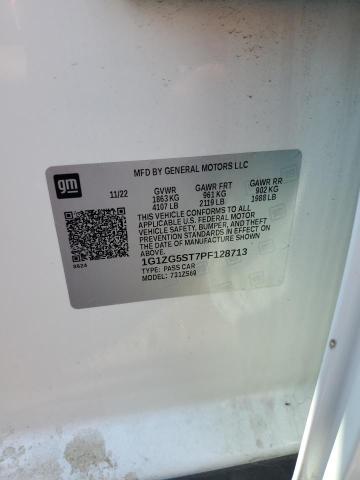 1G1ZG5ST7PF128713 - 2023 CHEVROLET MALIBU RS WHITE photo 12