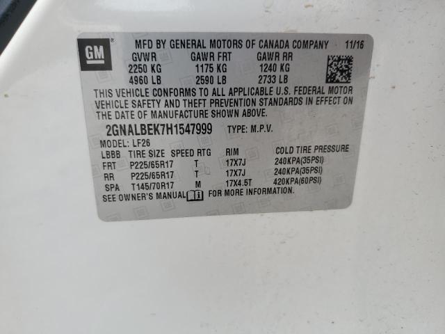 2GNALBEK7H1547999 - 2017 CHEVROLET EQUINOX LS WHITE photo 12