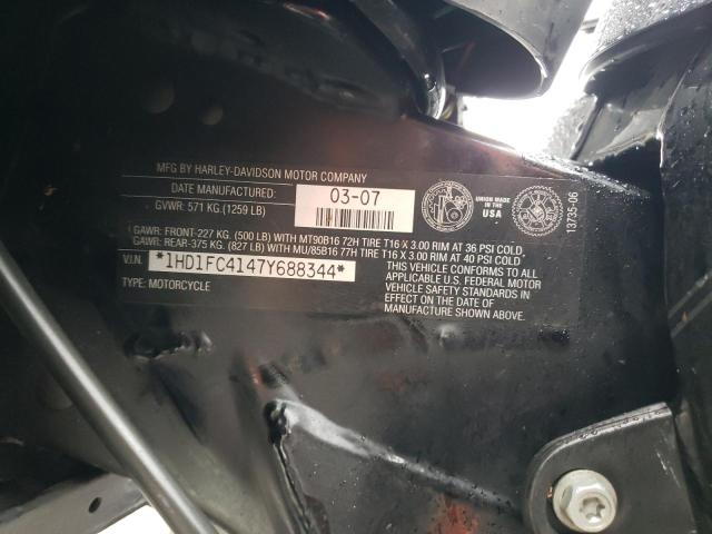 1HD1FC4147Y688344 - 2007 HARLEY-DAVIDSON FLHTCUI BLACK photo 10