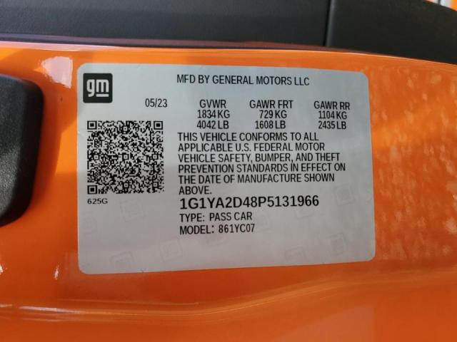 1G1YA2D48P5131966 - 2023 CHEVROLET CORVETTE STINGRAY 1LT ORANGE photo 12