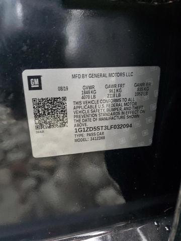 1G1ZD5ST3LF032094 - 2020 CHEVROLET MALIBU LT BLACK photo 12