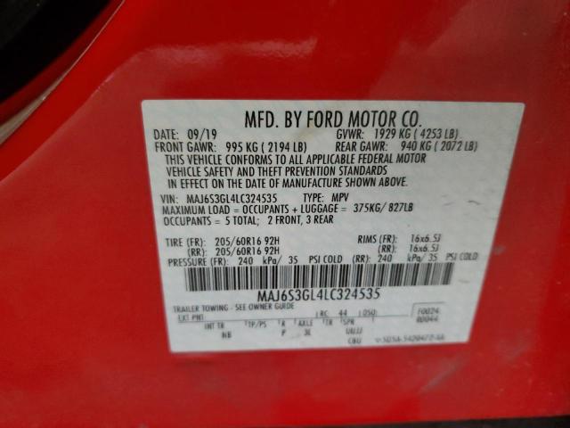 MAJ6S3GL4LC324535 - 2020 FORD ECOSPORT SE RED photo 13