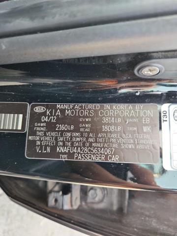 KNAFU4A28C5634067 - 2012 KIA FORTE EX BLACK photo 12