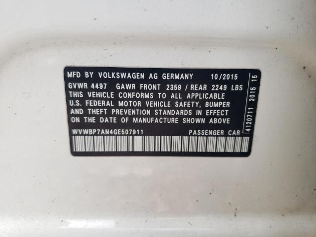 WVWBP7AN4GE507911 - 2016 VOLKSWAGEN CC BASE WHITE photo 13
