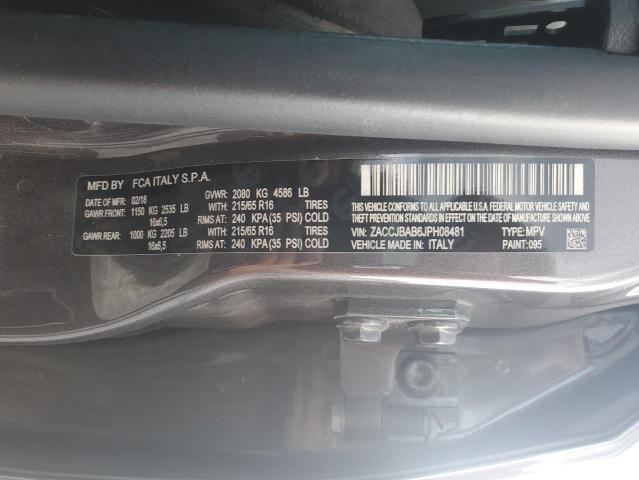 ZACCJBAB6JPH08481 - 2018 JEEP RENEGADE SPORT GRAY photo 13