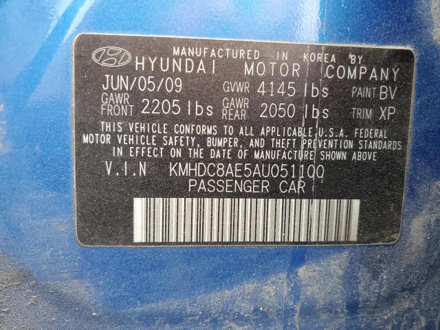 KMHDC8AE5AU051100 - 2010 HYUNDAI ELANTRA TO GLS BLUE photo 13