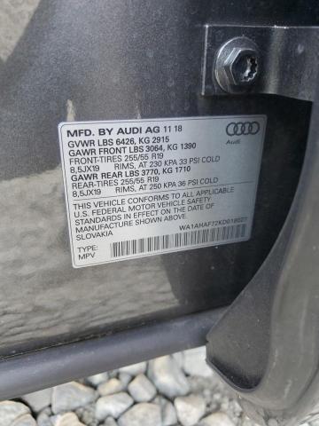 WA1AHAF72KD018027 - 2019 AUDI Q7 PREMIUM ნაცრისფერი ფოტო 13