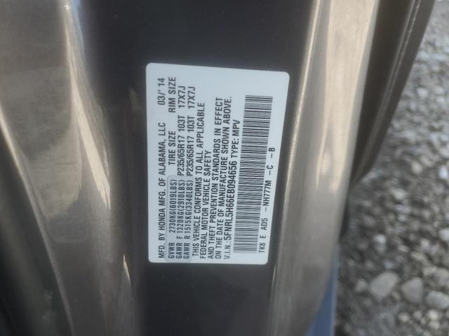 5FNRL5H66EB094656 - 2014 HONDA ODYSSEY EXL GRAY photo 13