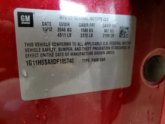1G11H5SA8DF185748 - 2013 CHEVROLET MALIBU LTZ 红色 照片 12