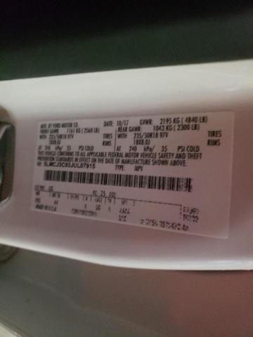 5LMCJ3C93JUL07915 - 2018 LINCOLN MKC RESERVE WHITE photo 10