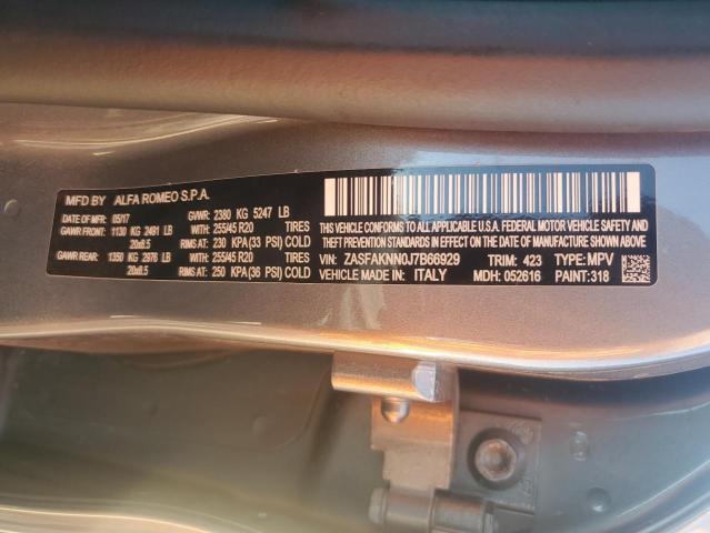 ZASFAKNN0J7B66929 - 2018 ALFA ROMEO STELVIO TI SPORT GRAY photo 12