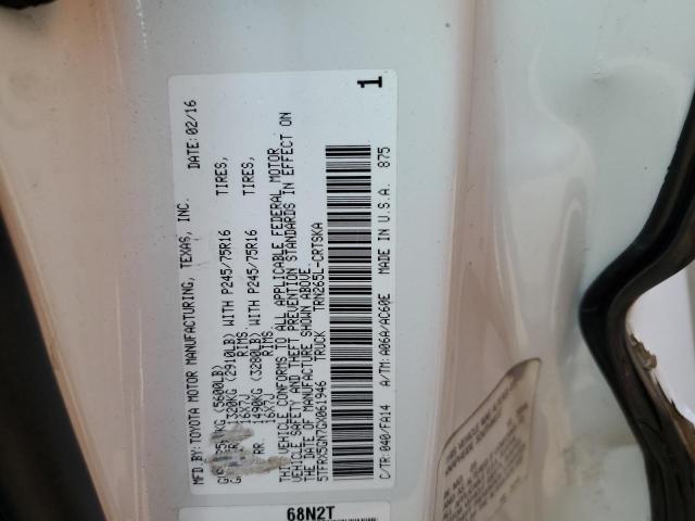 5TFRX5GN7GX061946 - 2016 TOYOTA TACOMA ACCESS CAB თეთრი ფოტო 12