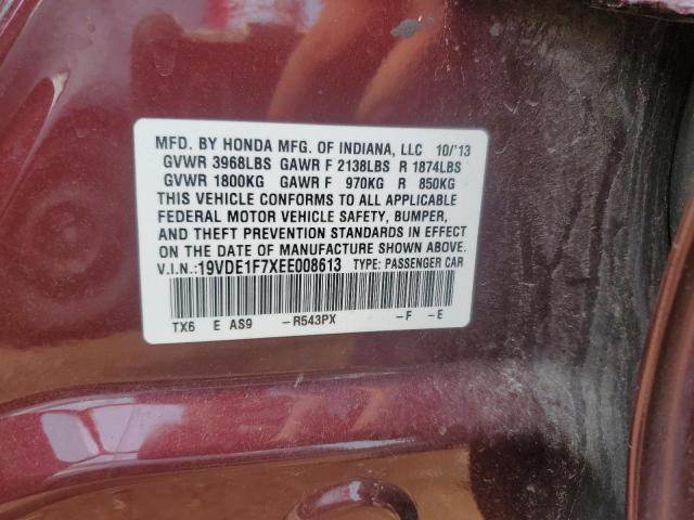 19VDE1F7XEE008613 - 2014 ACURA ILX 20 TECH MAROON photo 12