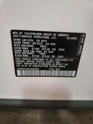 1V2ER2CA9LC503586 - 2020 VOLKSWAGEN ATLAS SEL WHITE photo 13