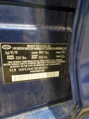 5NPE24AF3KH813297 - 2019 HYUNDAI SONATA SE 蓝色 照片 12