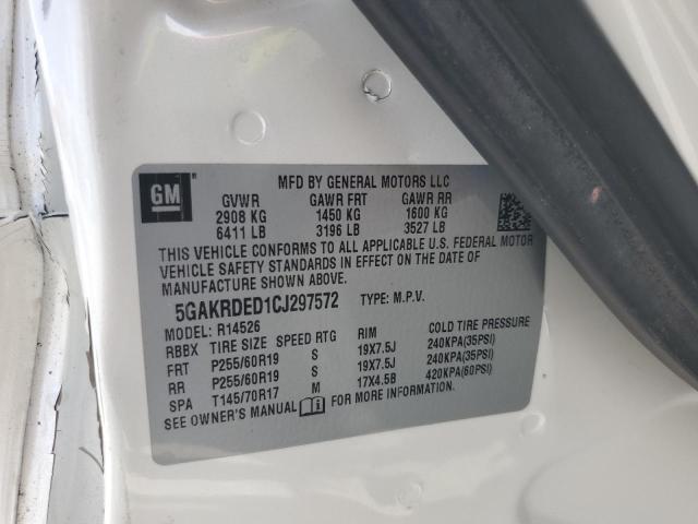 5GAKRDED1CJ297572 - 2012 BUICK ENCLAVE WHITE photo 12