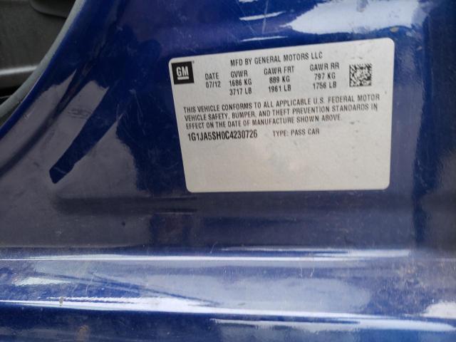 1G1JA5SH0C4230726 - 2012 CHEVROLET SONIC LS 蓝色 照片 12