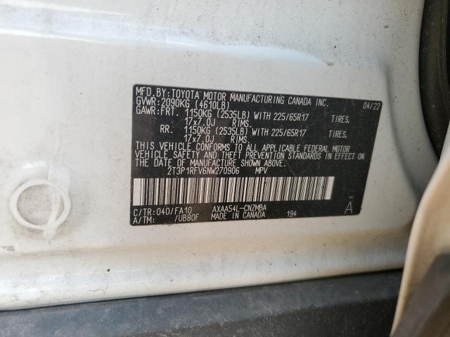 2T3P1RFV6NW270906 - 2022 TOYOTA RAV4 XLE WHITE photo 13