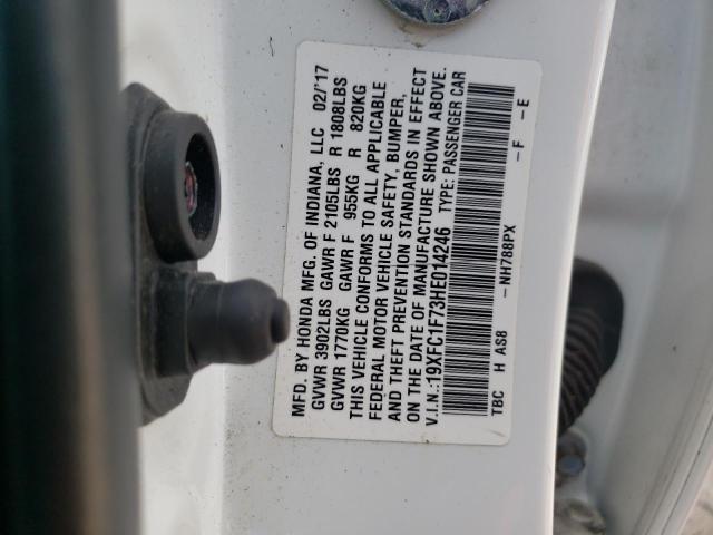 19XFC1F73HE014246 - 2017 HONDA CIVIC EXL თეთრი ფოტო 13