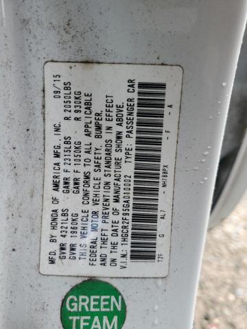 1HGCR2F95GA010002 - 2016 HONDA ACCORD EXL WHITE photo 13