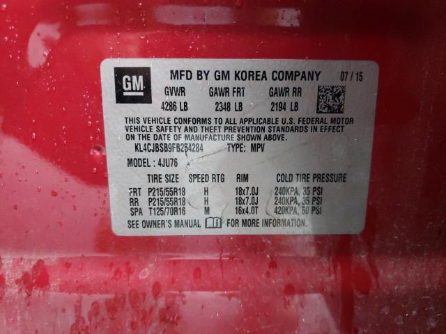 KL4CJBSB9FB254284 - 2015 BUICK ENCORE CONVENIENCE 红色 照片 10