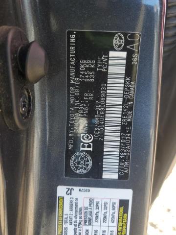 2T1BU40E89C089030 - 2009 TOYOTA COROLLA BASE GRAY photo 12