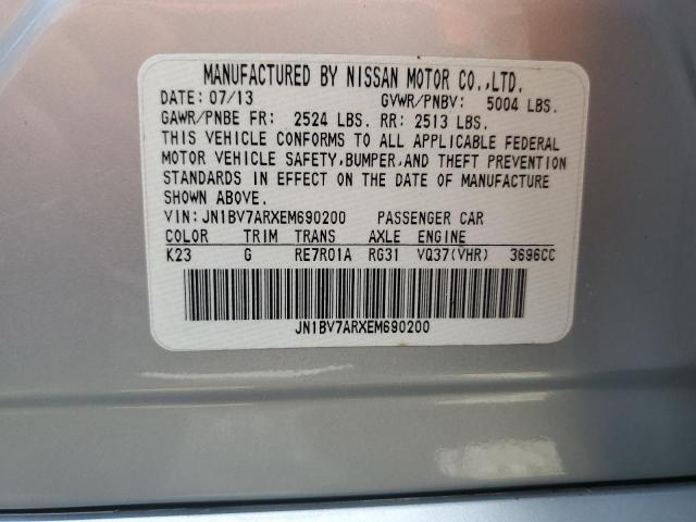 JN1BV7ARXEM690200 - 2014 INFINITI Q50 BASE ვერცხლისფერი ფოტო 12