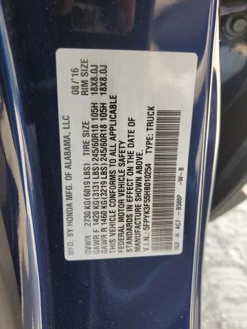 5FPYK3F55HB010254 - 2017 HONDA RIDGELINE RTL ლურჯი ფოტო 12